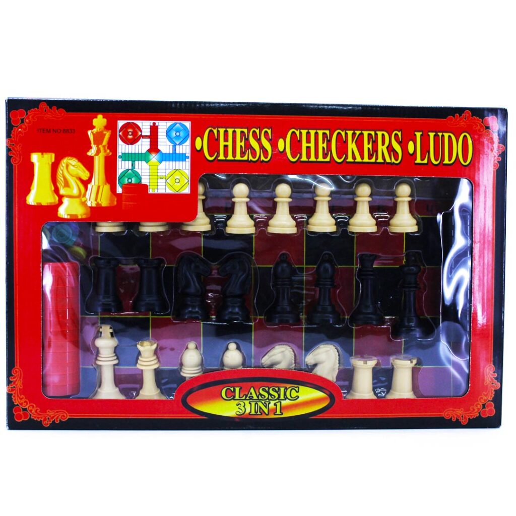 CHESS-CHECKERS-LUDO 3 en 1